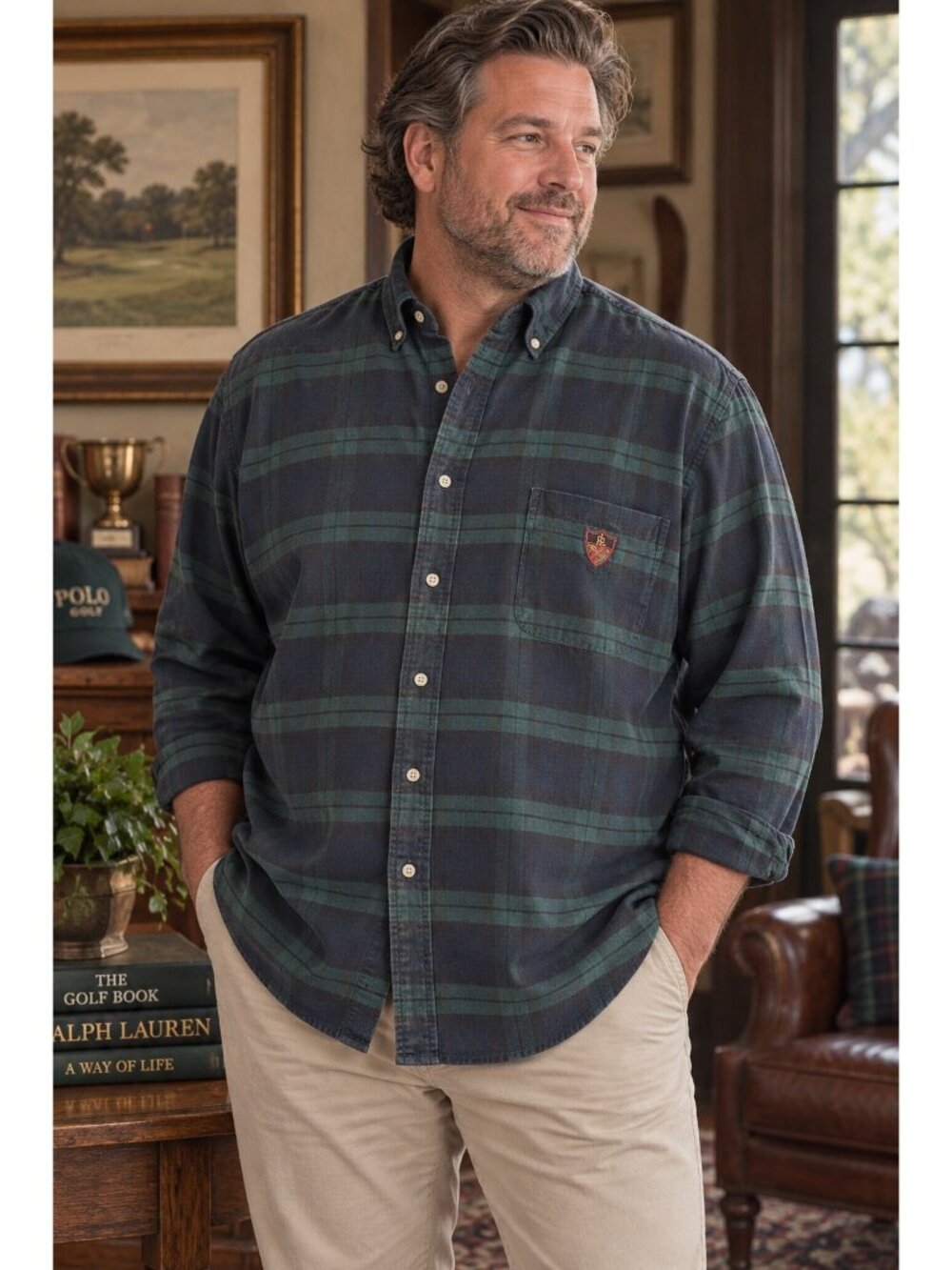 Ralph Lauren Golf Tilden Men’s XXL Plaid Flannel Shirt Crest Preppy Cotton